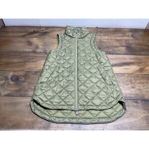 ATHLETA Whisper Featherless Green Quilted Nylon Zippered Vest Womens Size XXS